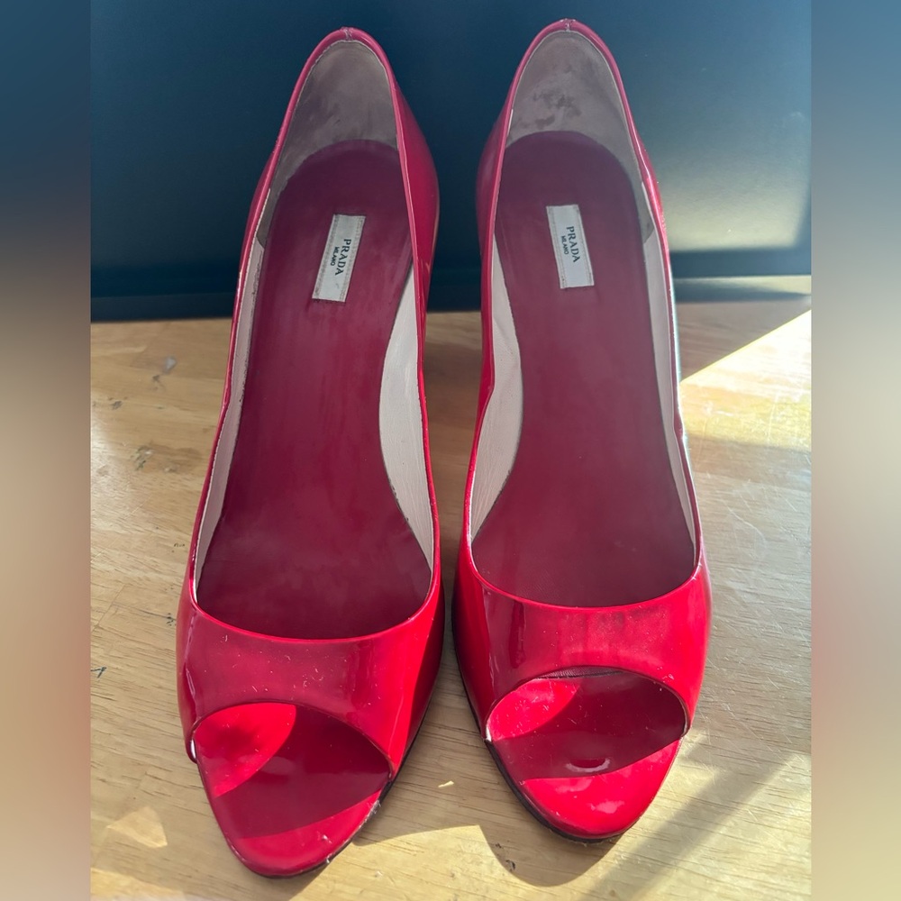 Prada peep toe pumps